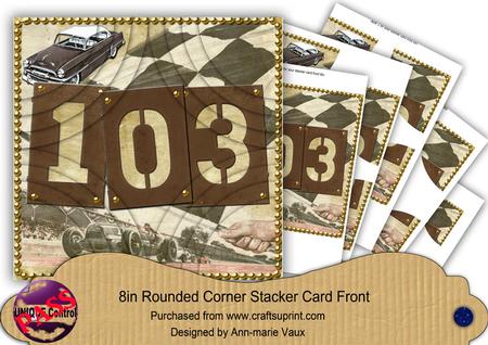 Vintage 103 Race Car 8in Rounded Corner Stacker Topper Kit
