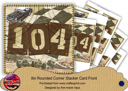 Vintage 104 Race Car 8in Rounded Corner Stacker Topper Kit