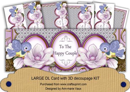 Lilac Magnolia Birds Happy Couple Large Dl Card Kit
