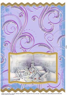 Snow Scene Village Wavy Book Card
