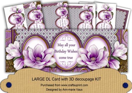 Deep Purple Magnolia Birthday Wishes Large Dl Card Kit