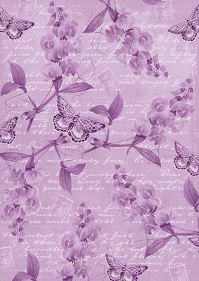 Lilac Vintage Sweet Peas A4 Backing Paper