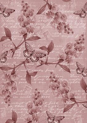 Dusky Pink Vintage Sweet Peas A4 Backing Paper