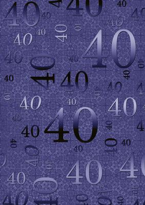 Dark Blue Metallic 40th Birthday A4 Backing Paper