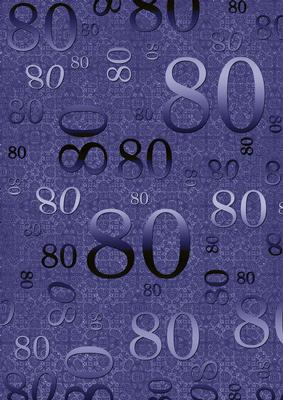 Dark Blue Metallic 80th Birthday A4 Backing Paper