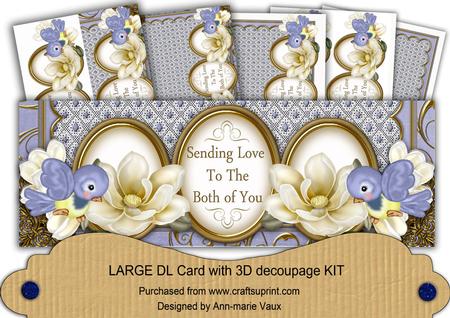 Cream Magnolia Birds Love to Both Large Dl Card Kit