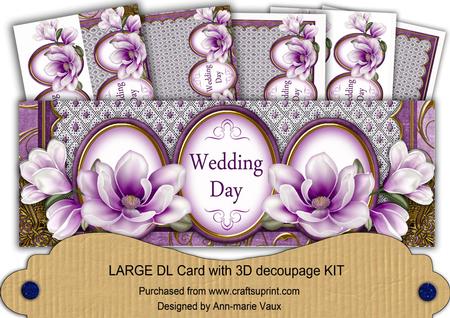 Deep Purple Magnolia Wedding Day Large Dl Card Kit