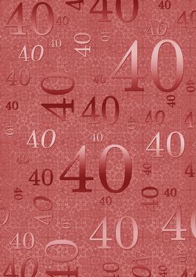 Red Metallic 40th Birthday A4 Backing Paper