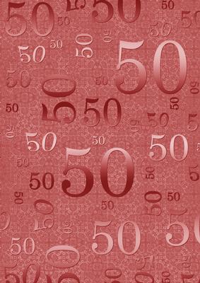 Red Metallic 50th Birthday A4 Backing Paper