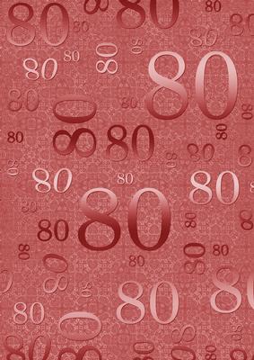 Red Metallic 80th Birthday A4 Backing Paper