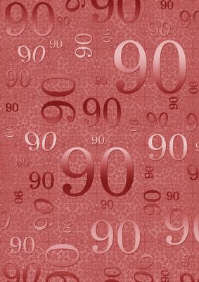 Red Metallic 90th Birthday A4 Backing Paper