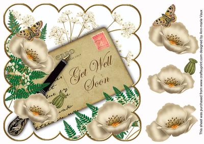 Cream Poppy Get Well Soon Ink Saver 8in Scallop Topper