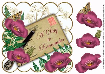 Cerise Poppy Day to Remember Inksaver 8in Scallop Topper
