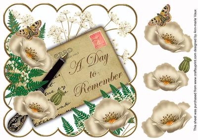 Cream Poppy Day to Remember Inksaver 8in Scallop Topper