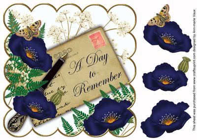 Dark Blue Poppy Day to Remember Inksaver 8in Scallop Topper