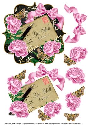 Pink Rose Black Get Well Soon Bracket Step by Step