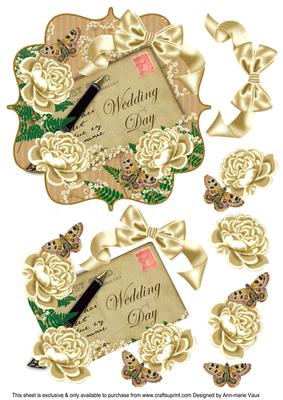 Cream Rose Wedding Day 6in Bracket Topper
