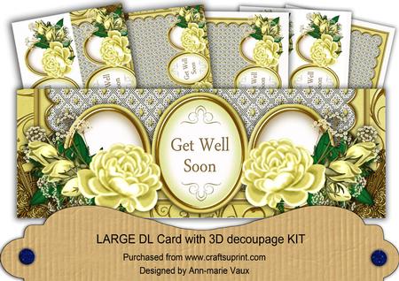 Lemon Rose Get Well Soon Large Dl Decoupage Card Kit