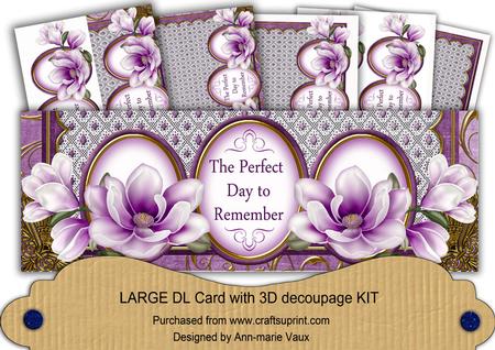 Purple Magnolia Perfect Day Large Dl Decoupage Card Kit