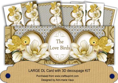 Cream Rose the Love Birds Large Dl Card Kit