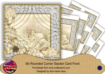Cream Snow Village 8in Rounded Corner Stacker Kit