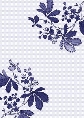 Blue Floral Corner Check A4 Backing Paper