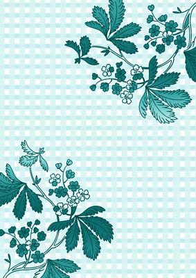 Teal Floral Corner Check A4 Backing Paper