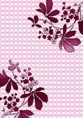 Cerise Floral Corner Check A4 Backing Paper