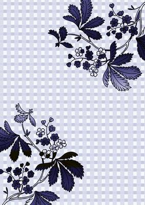 Dark Blue Floral Corner Check A4 Backing Paper