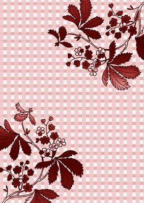 Dark Red Floral Corner Check A4 Backing Paper