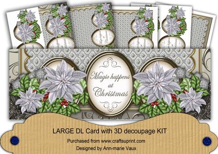 Silver Poinsettia Magic at Christmas Large Dl Card Kit