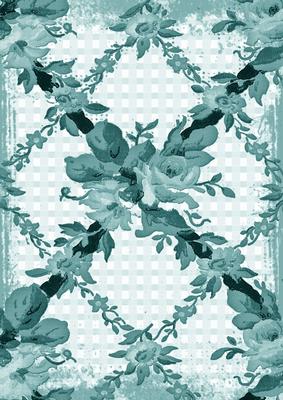 Dusky Teal Grunge Rose Check A4 Backing Paper