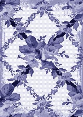 Blue Grunge Rose Check A4 Backing Paper