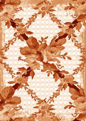 Burnt Orange Grunge Rose Check A4 Backing Paper