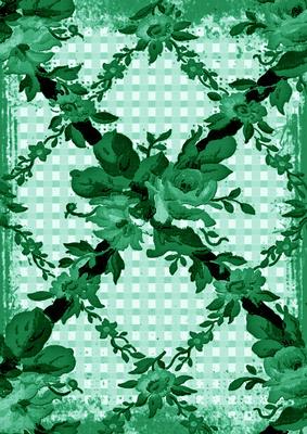 Dark Green Grunge Rose Check A4 Backing Paper