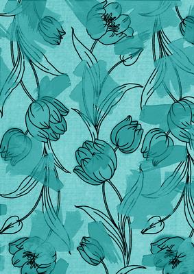 Teal Painted Tulips A4 Backing Paper