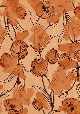 Burnt Orange Painted Tulips A4 Backing Paper