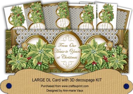 Olive Poinsettia Our House to Yours Large Dl Card Kit