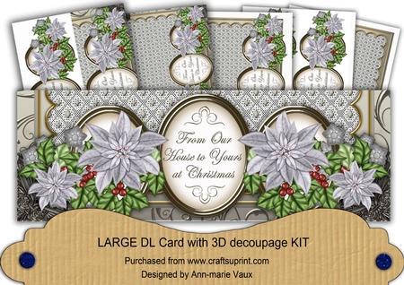 Silver Poinsettia Our House to Yours Large Dl Card Kit
