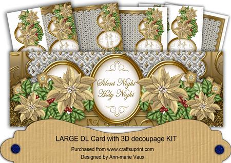 Gold Poinsettia Silent Night Large Dl Card Kit