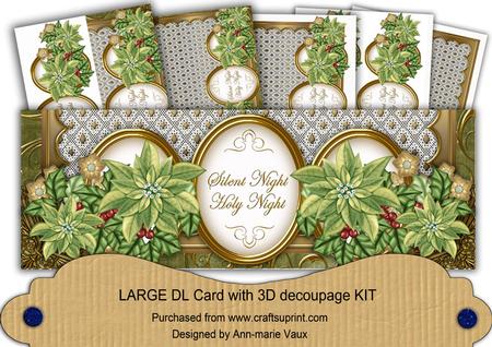 Olive Poinsettia Silent Night Large Dl Card Kit