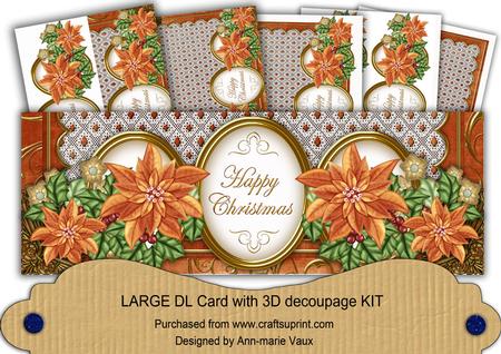 B Orange Poinsettia Happy Christmas Large Dl Card Kit