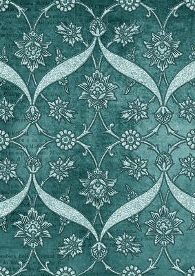 Dusky Teal Entwined Glitter Floral A4 Backing Paper