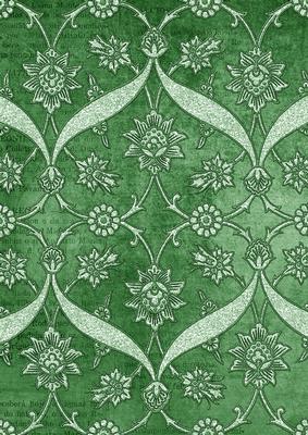 Mid Green Entwined Glitter Floral A4 Backing Paper