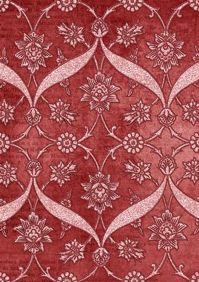 Red Entwined Glitter Floral A4 Backing Paper
