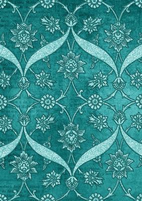Teal Entwined Glitter Floral A4 Backing Paper