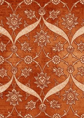 Burnt Orange Entwined Glitter Floral A4 Backing Paper