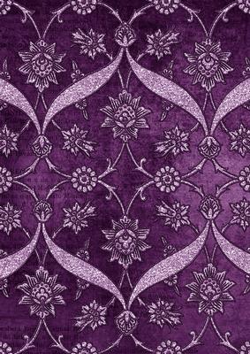 Purple Entwined Glitter Floral A4 Backing Paper