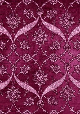 Cerise Entwined Glitter Floral A4 Backing Paper