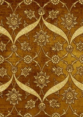 Gold Entwined Glitter Floral A4 Backing Paper
